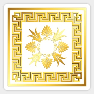 Golden square Greek ornament Sticker